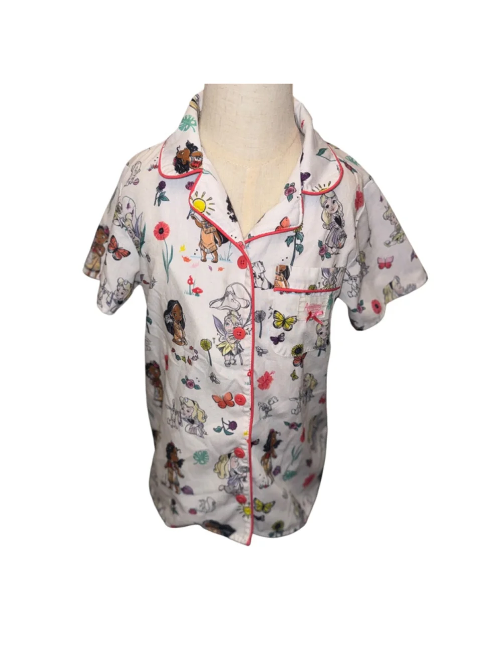 Disney Animators Collection Princess Character Pajama Top Girls Size XS
